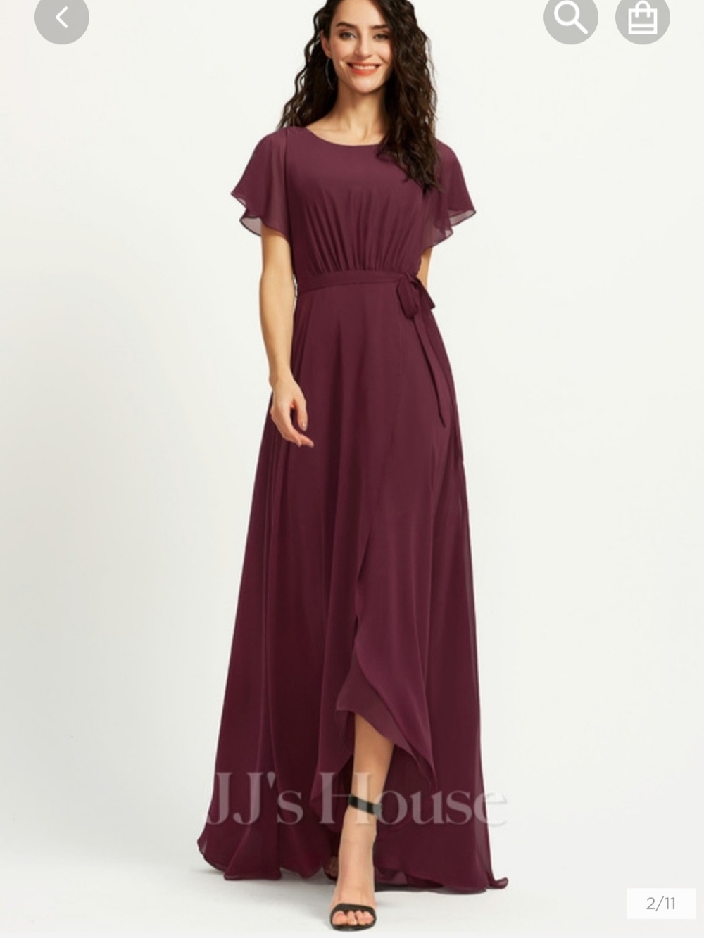 JJs House Cabernet Chiffon Maxi Dress with Tie Waist